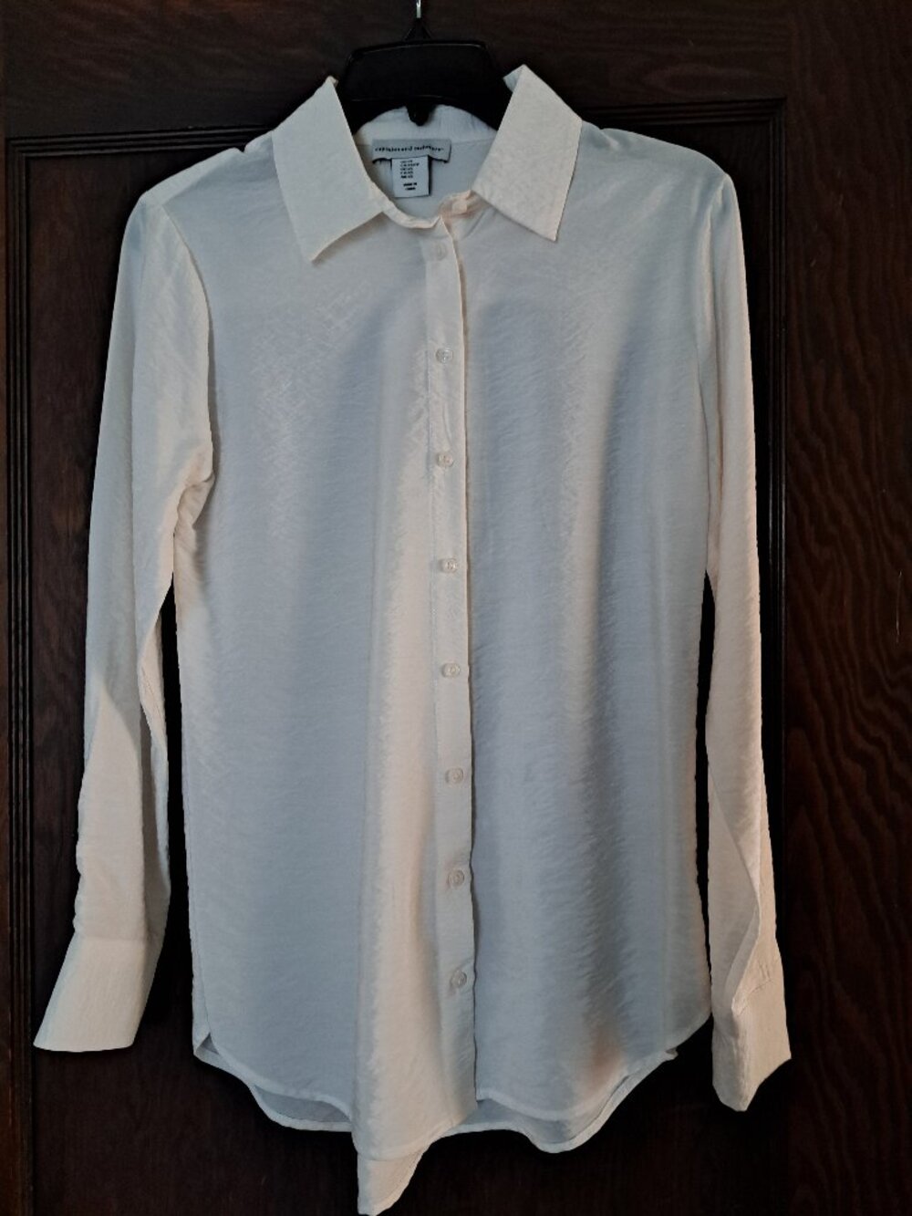 Cupcakes and Cashmere Elegant Ivory Textured Button Down L/S Shirt Blouse - XS